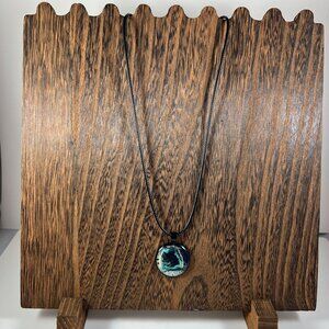 Acrylic Pour Necklace With Ocean-Inspired Pendant Design